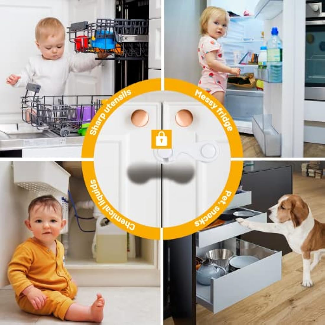 TRILINK Child Safety Cupboard Locks - 10 Pack Adhesive Baby Proofing
