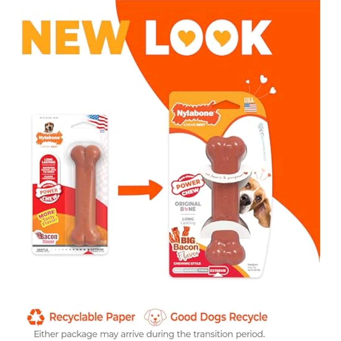 Nylabone Dura Chew Bacon Dog Toy – Durable Nylon Bone for Medium Dogs