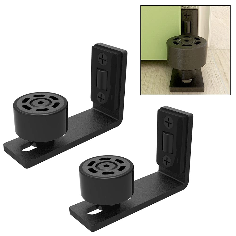 Sliding Barn Door Floor Guide – Adjustable Black Hardware 2PC