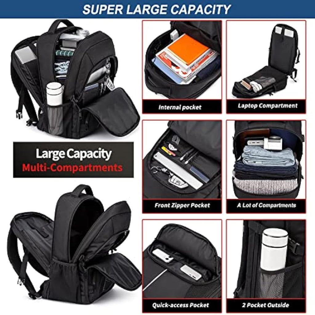 Jolof Store 55L Travel Laptop Backpack – 18.4 Inch TSA Approved Black