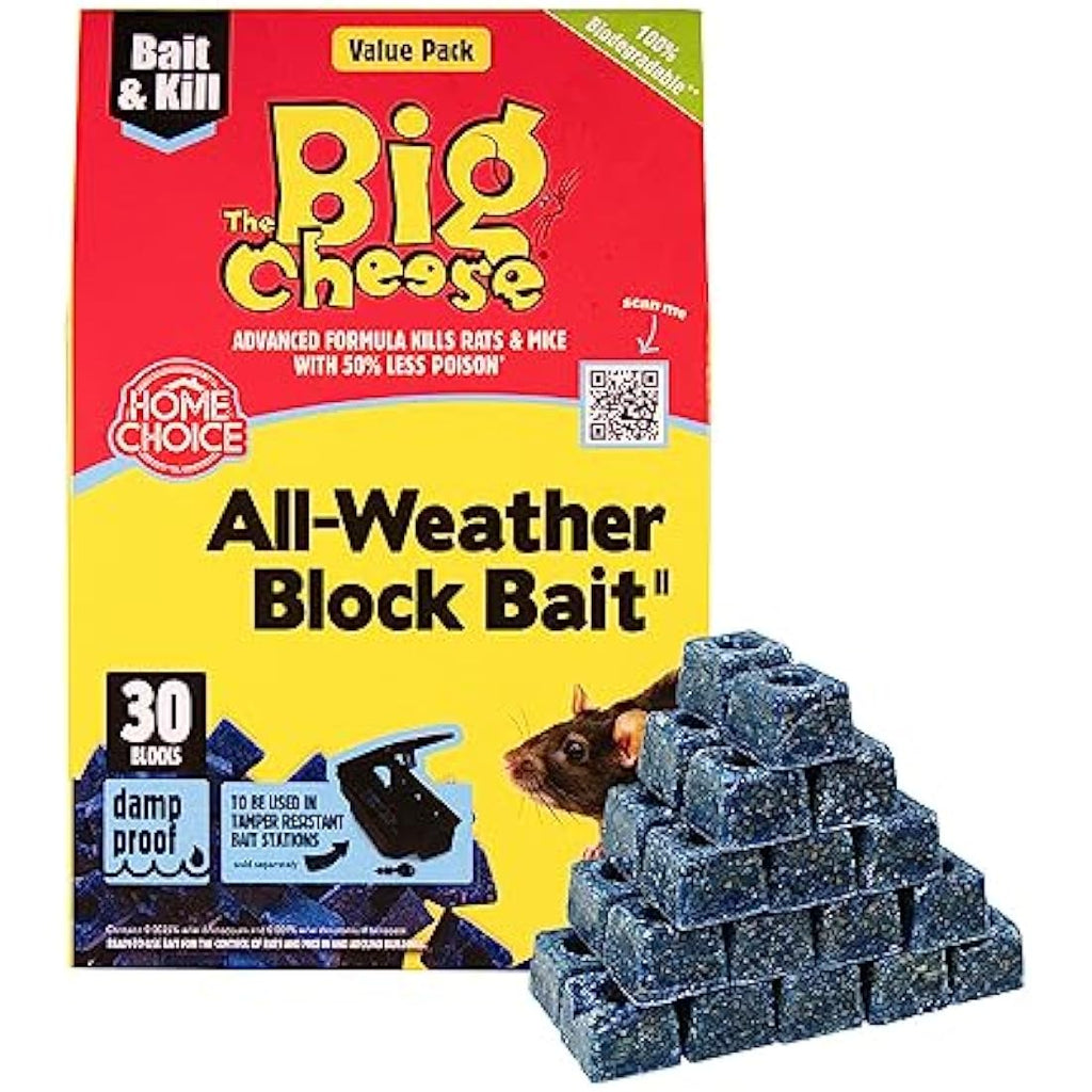 The Big Cheese All-Weather Block Bait – 30 x 10g Rat & Mouse Poison
