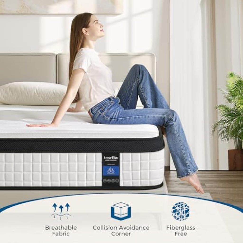 Inofia King Hybrid Mattress – 10.6 Inch Memory Foam & Pocket Sprung