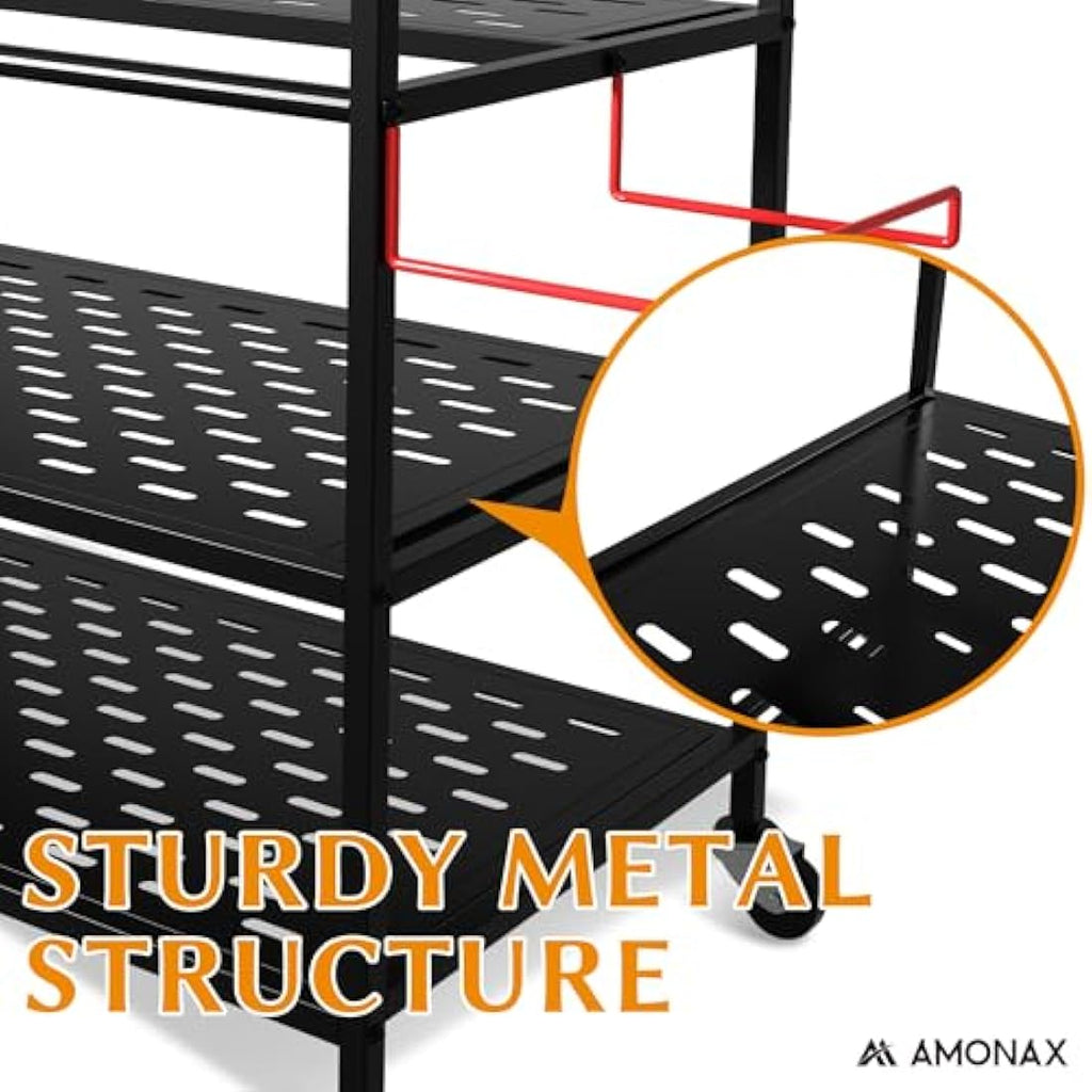 Amonax Home Gym Storage Rack | Mobile Weight Stand & Fitness Organizer