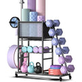 Mythinglogic Dumbbell Rack - Steel Weight Stand with Wheels & Hooks