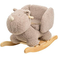 Nattou Taupe Rhino Wooden Rocker – Padded Vegan Teddy Fabric Seat
