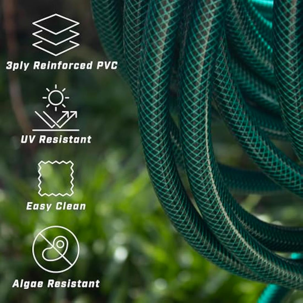 Faithfull 50M Reinforced PVC Garden Hose Kit with 7-Pattern Spray Gun