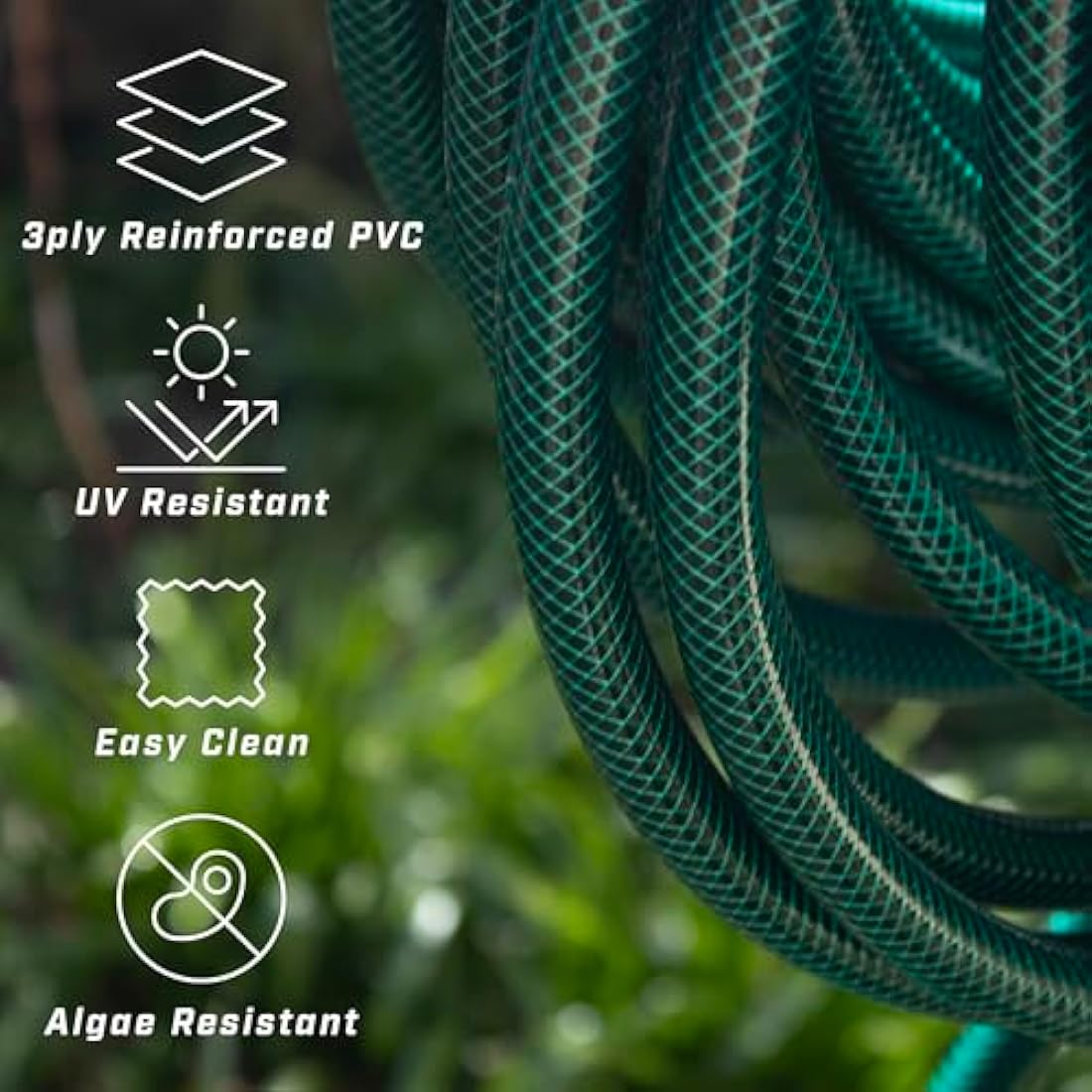 Faithfull 50M Reinforced PVC Garden Hose Kit with 7-Pattern Spray Gun