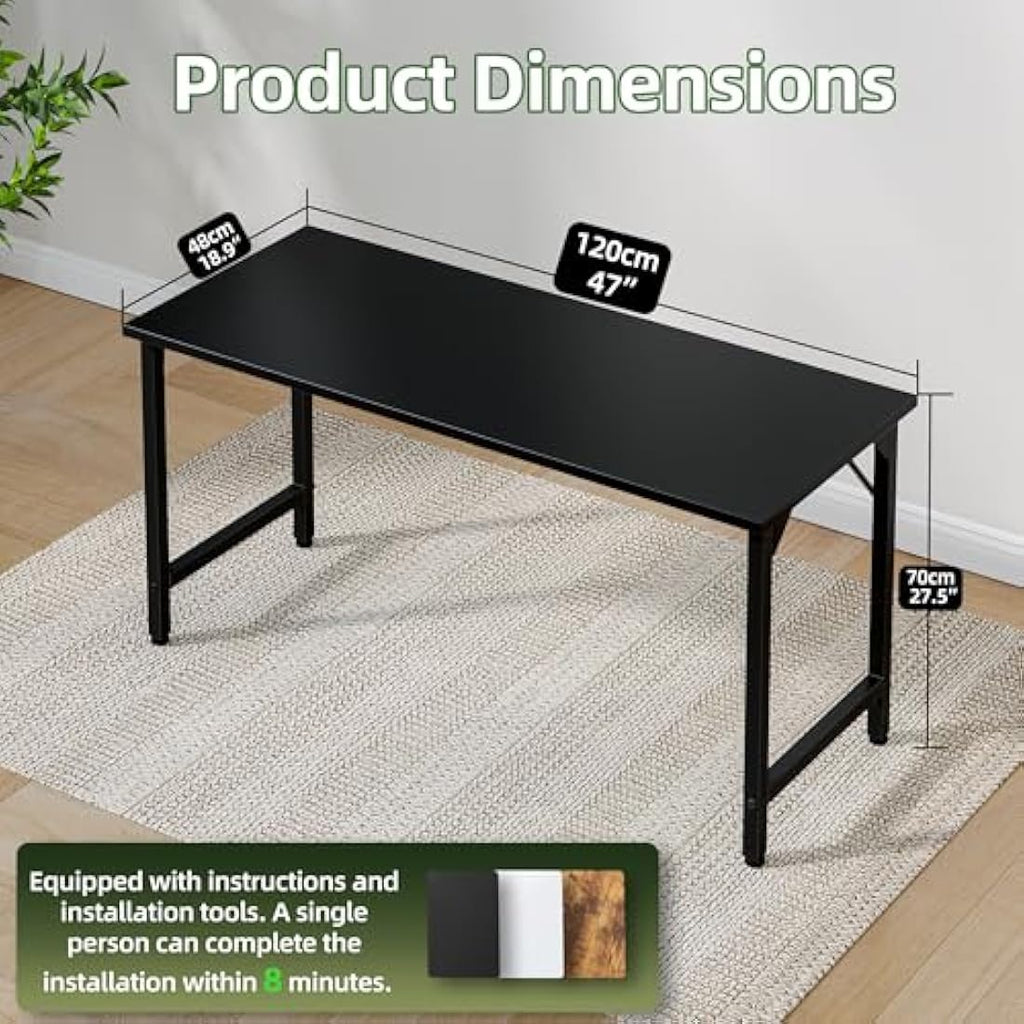 Jolof Store 120cm Computer Desk – Modern Metal Gaming & Study Table, Black