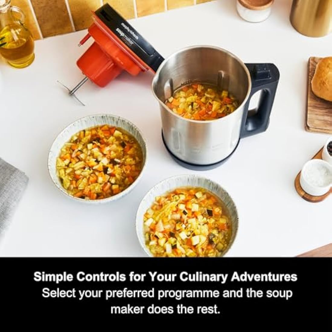 Morphy Richards Compact Soup Maker | 1L Blend & Cook | Black & Steel