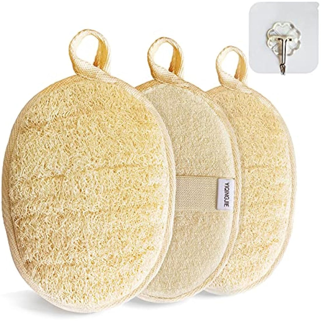 Natural Loofah Sponge Exfoliating Body Scrubber – 3 Pack