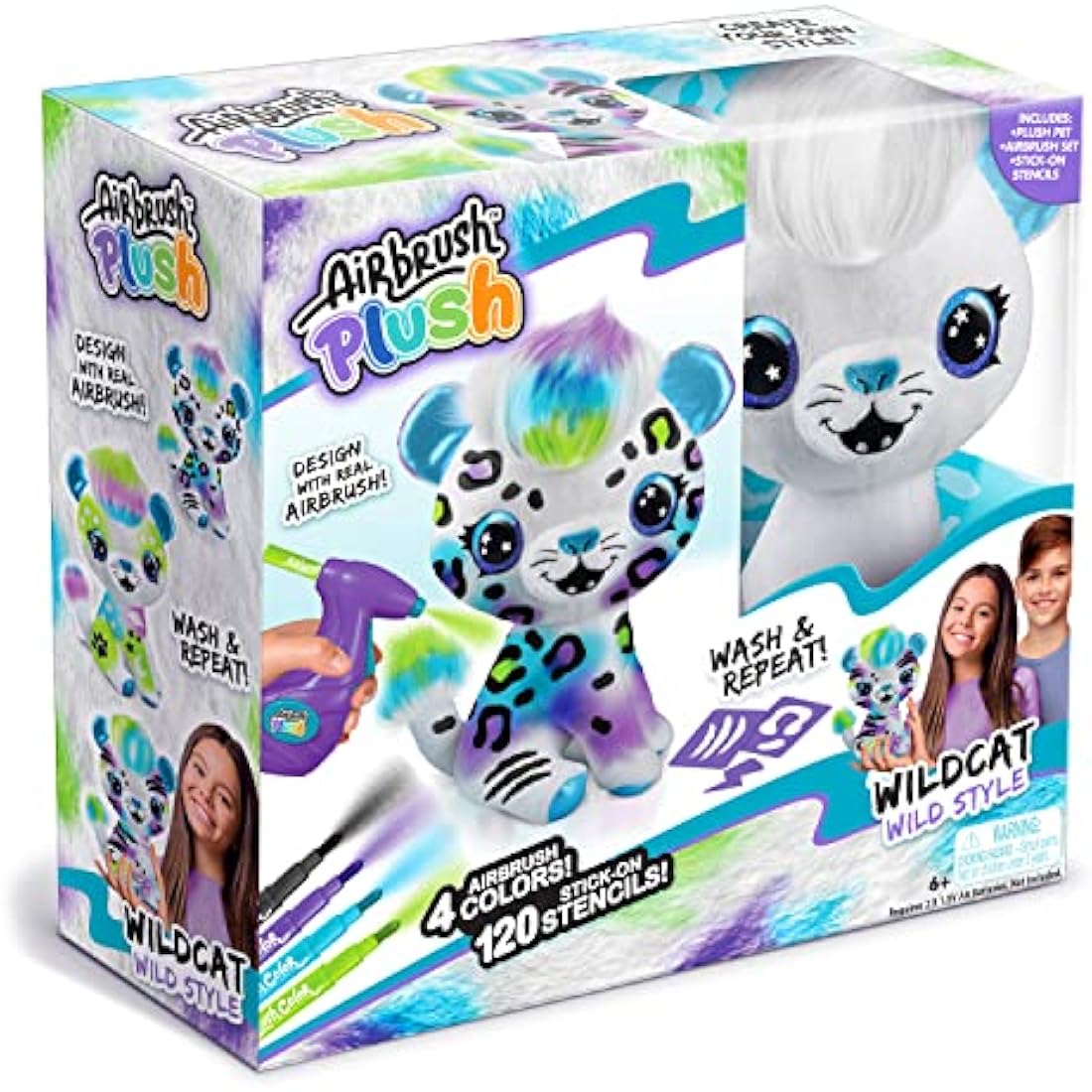 Jolof Store Airbrush Plush Wild Cat DIY Art Kit with 4 Chalk Pens