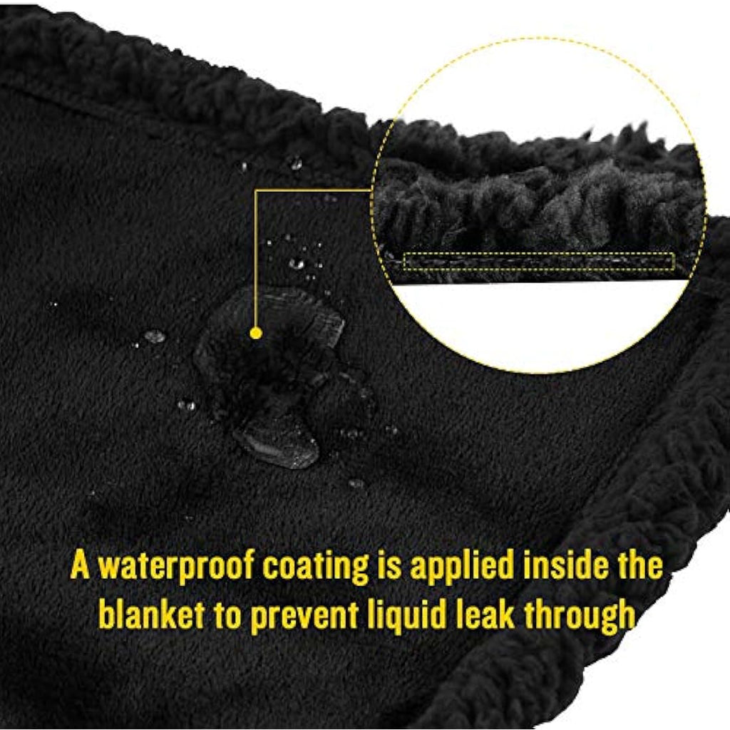 Luciphia Waterproof Pet Blanket – Fluffy Double Layer Dog Cover, Black, XL