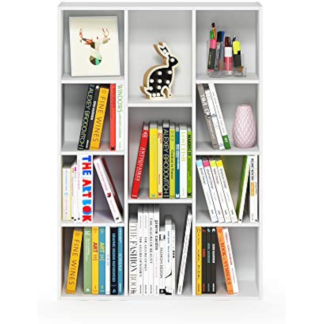 Furinno Luder 11-Cube Reversible Open Shelf Bookcase - White Wood