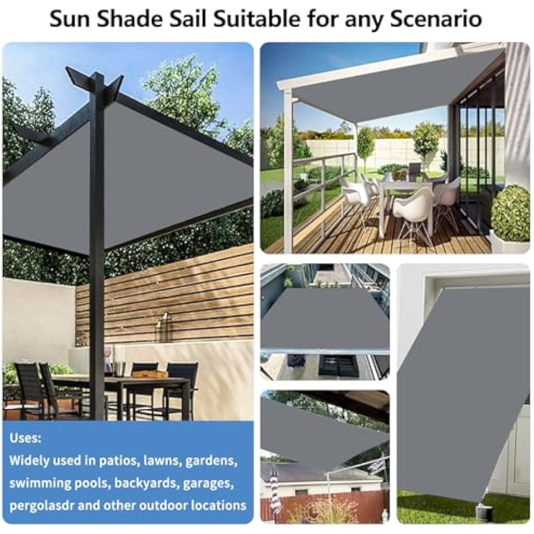 Sun Sail – Waterproof UV Protection Awning, Dark Grey, 4x4m