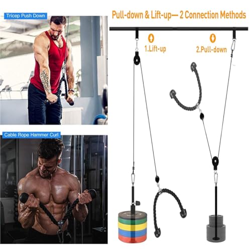 Morwealth LAT Pull Down Cable Pulley System with Tricep Rope Home Gym