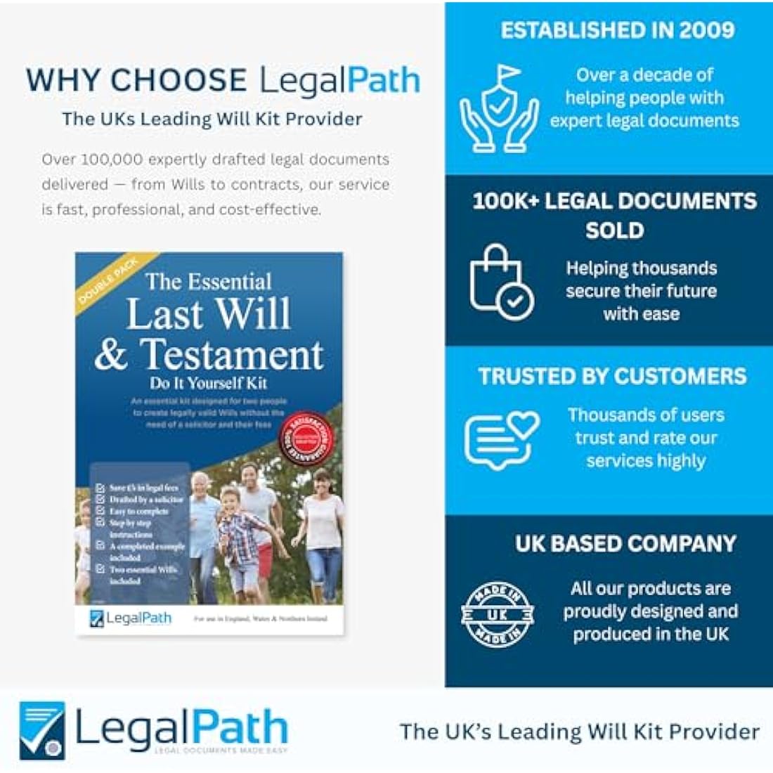 LegalPath DIY Will Kit UK: Double Pack Last Will and Testament 2025