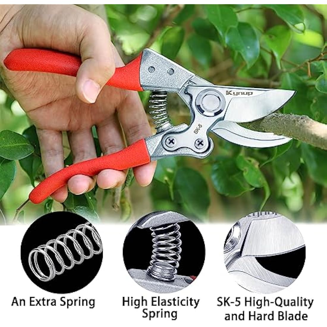 Kynup 2-Pack Garden Secateurs – SK-5 Steel Pruning Shears for Trees