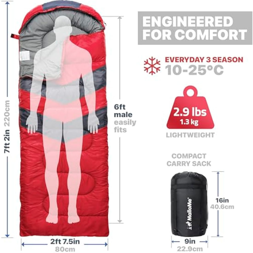 MalloMe 3-4 Season Sleeping Bag | Ultralight Waterproof Camping Gear