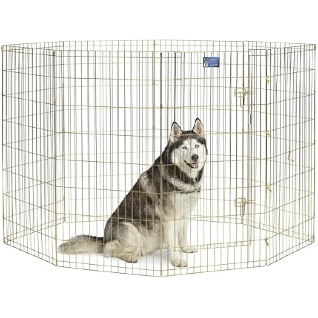MidWest Homes Folding Metal Dog Exercise Pen | 122cm Tall Gold Zinc