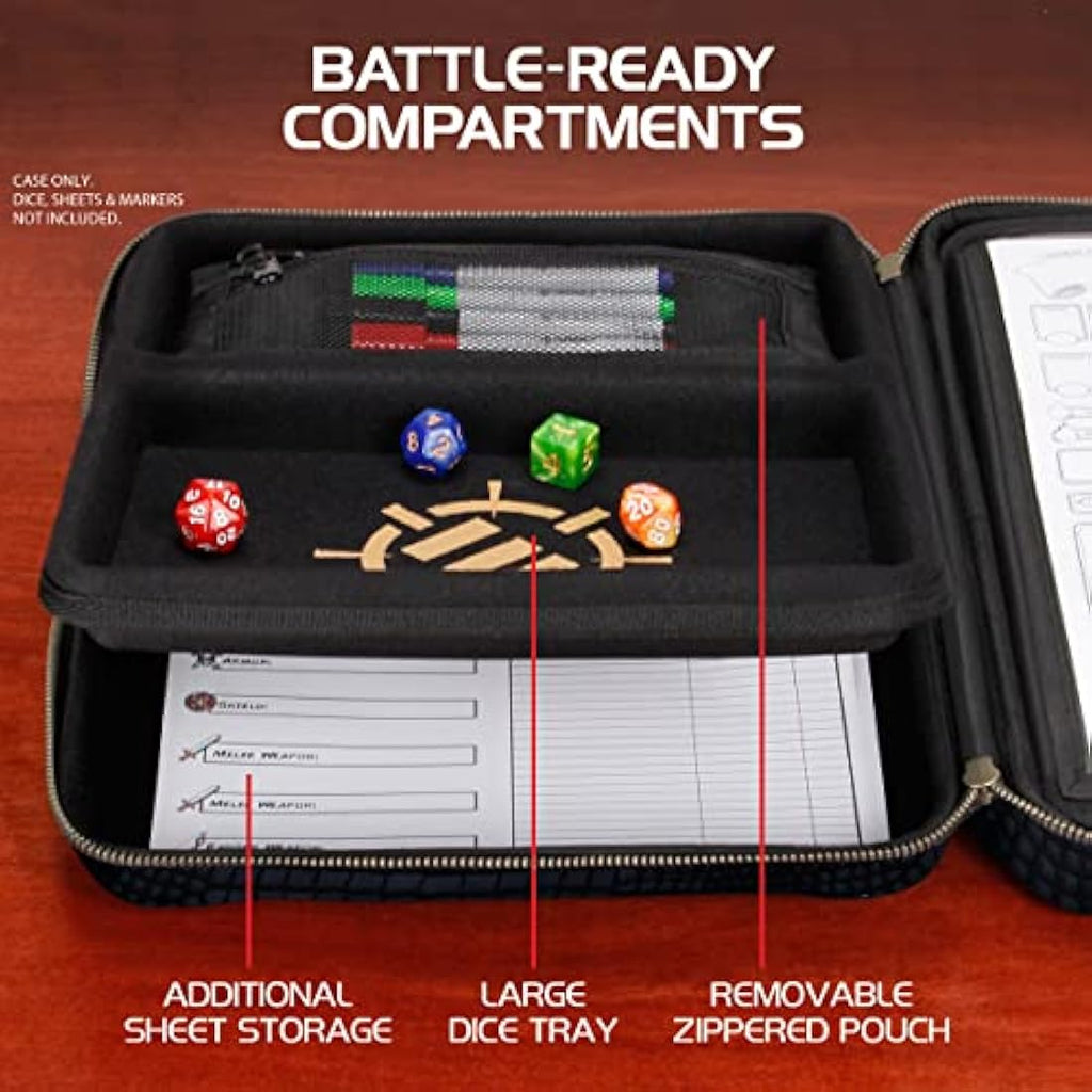 ENHANCE RPG Organizer Case – DND Character Binder & Dice Storage