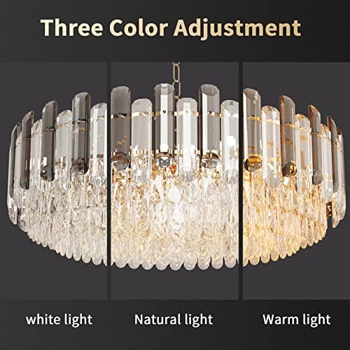 LUVODI 3-Tier Modern Crystal Chandelier | 40cm Smoky Grey Pendant Light