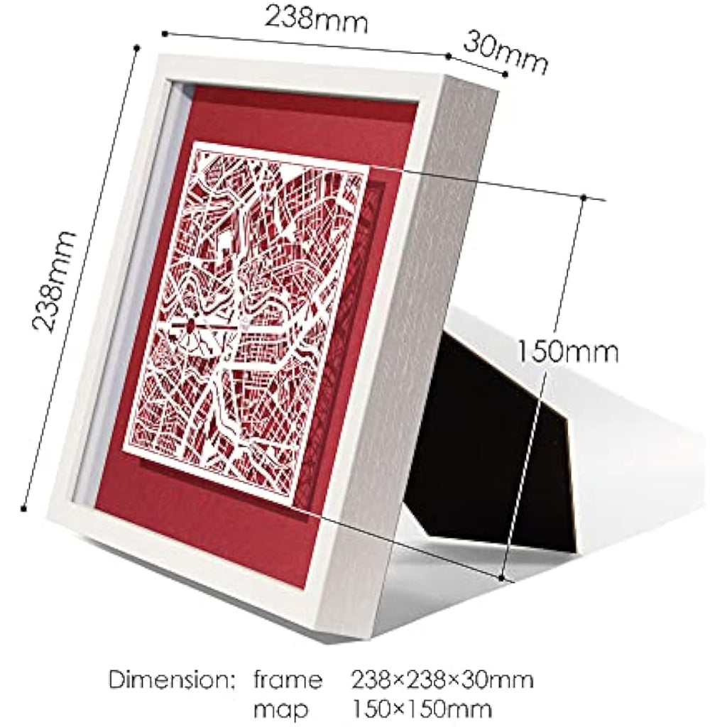 Cambridge Paper Cut Map Art - O3 Design Studio Framed Wall Decor
