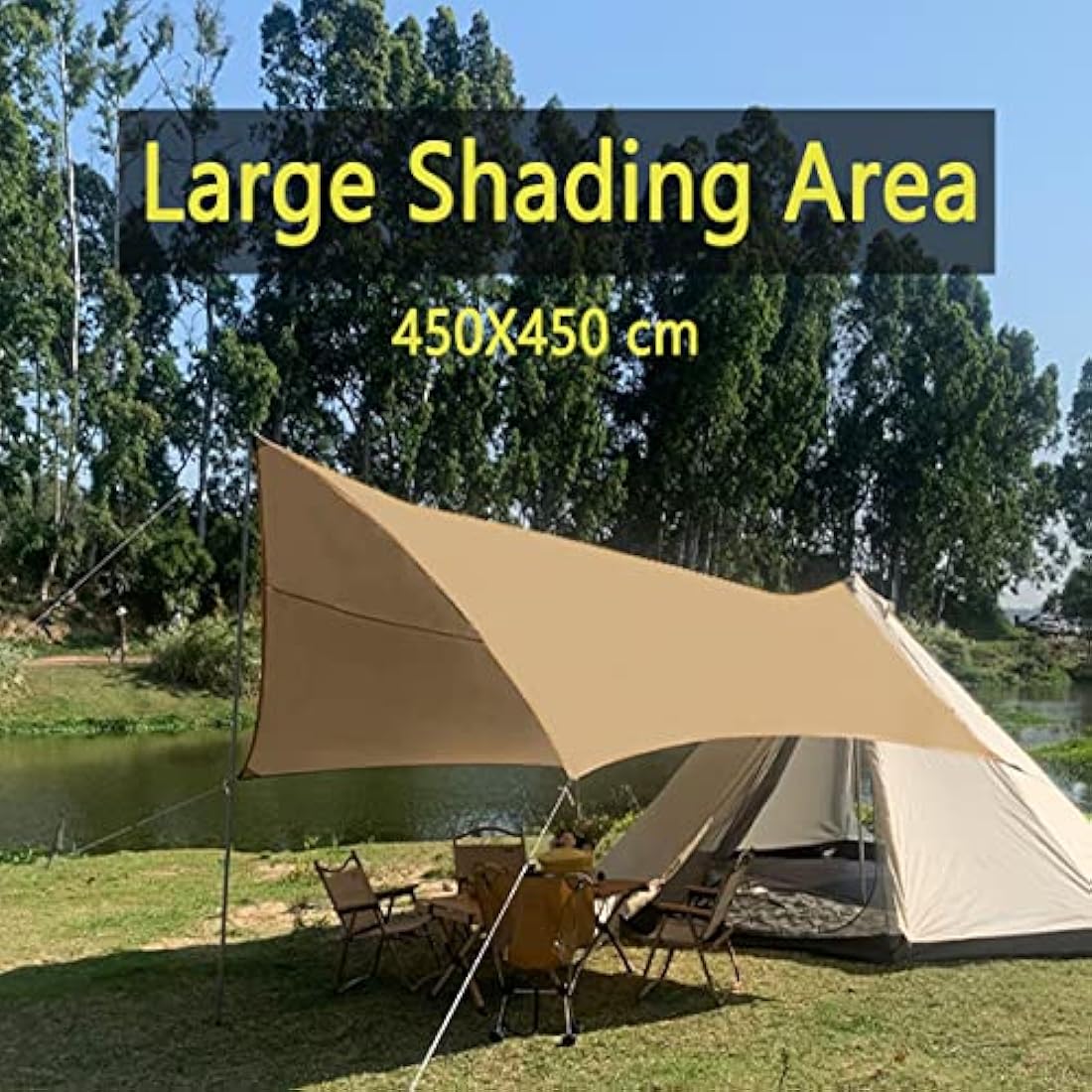 4.5x4.5m Waterproof Camping Tarp – Ultralight Hexagon Shelter