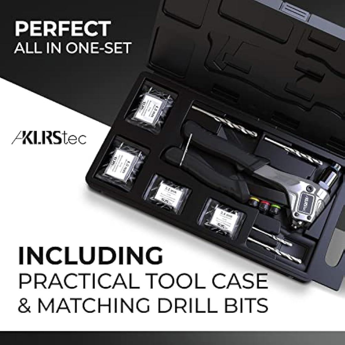 KLRStec Professional Rivet Gun Kit - Heavy Duty Hand Riveter with 120 Rivets