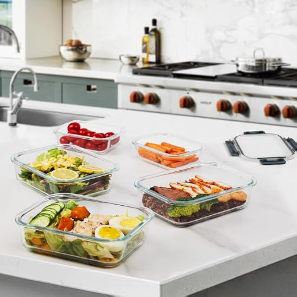 Vtopmart 8-Pack Borosilicate Glass Meal Prep Containers | Leak-Proof Lids