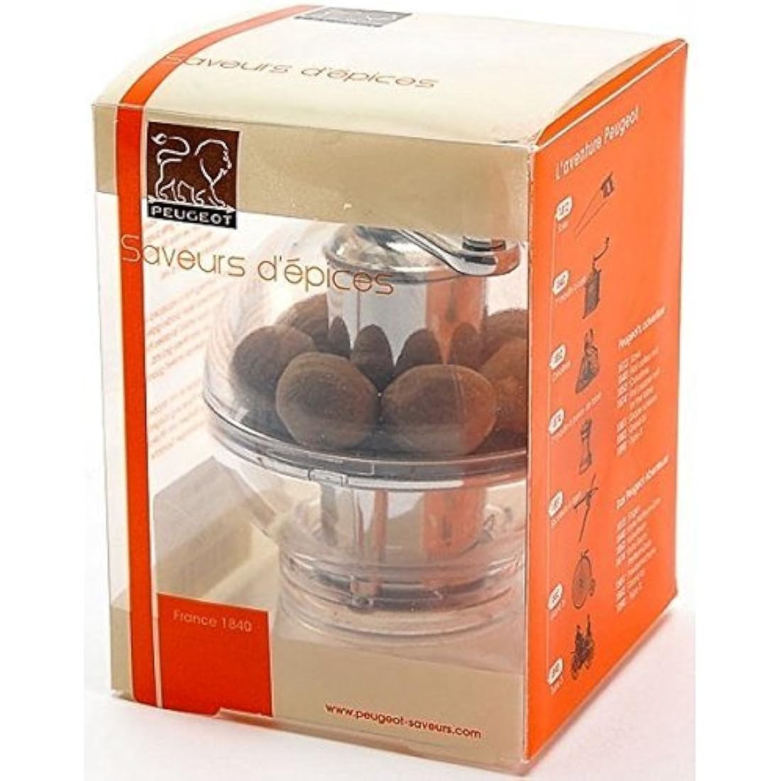 Peugeot Tidore Nutmeg Grinder – Acrylic Mill with Storage – 11 cm