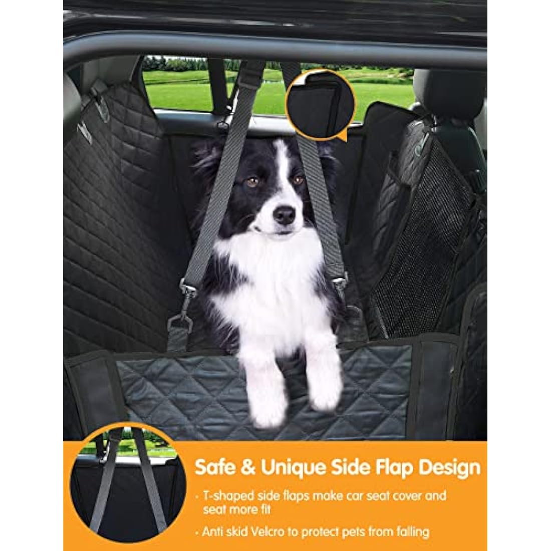 NZONPET 4-in-1 Dog Car Seat Cover | Waterproof Back Seat Hammock - Black