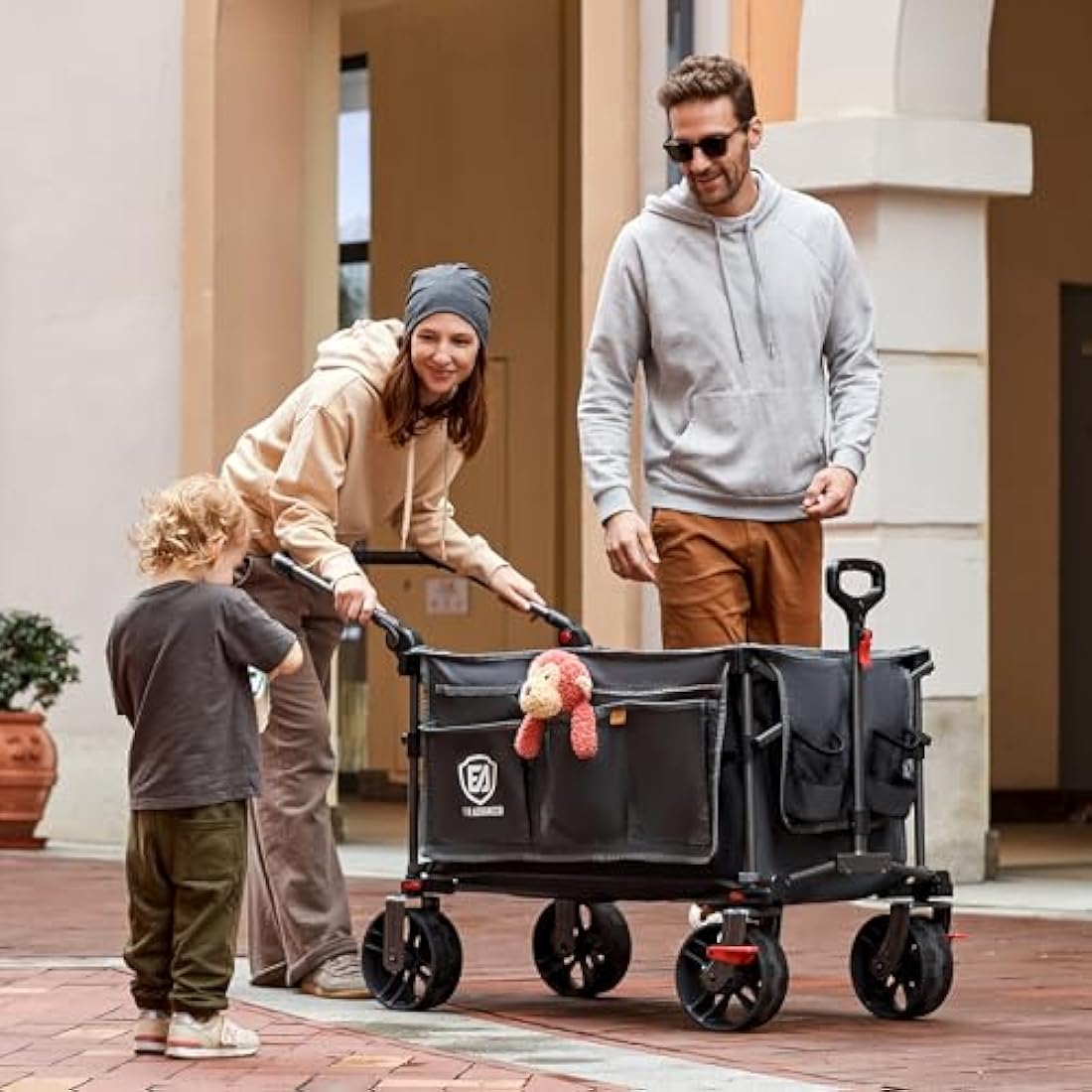 Ever Advanced Heavy Duty Folding Wagon – All-Terrain Beach Cart with Canopy