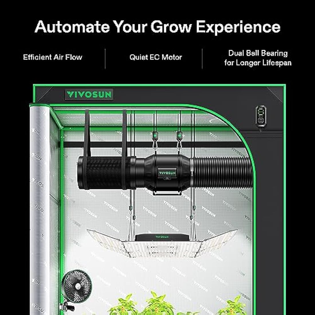 VIVOSUN AeroZesh T6 6" Inline Duct Fan & Carbon Filter Grow Tent Ventilation