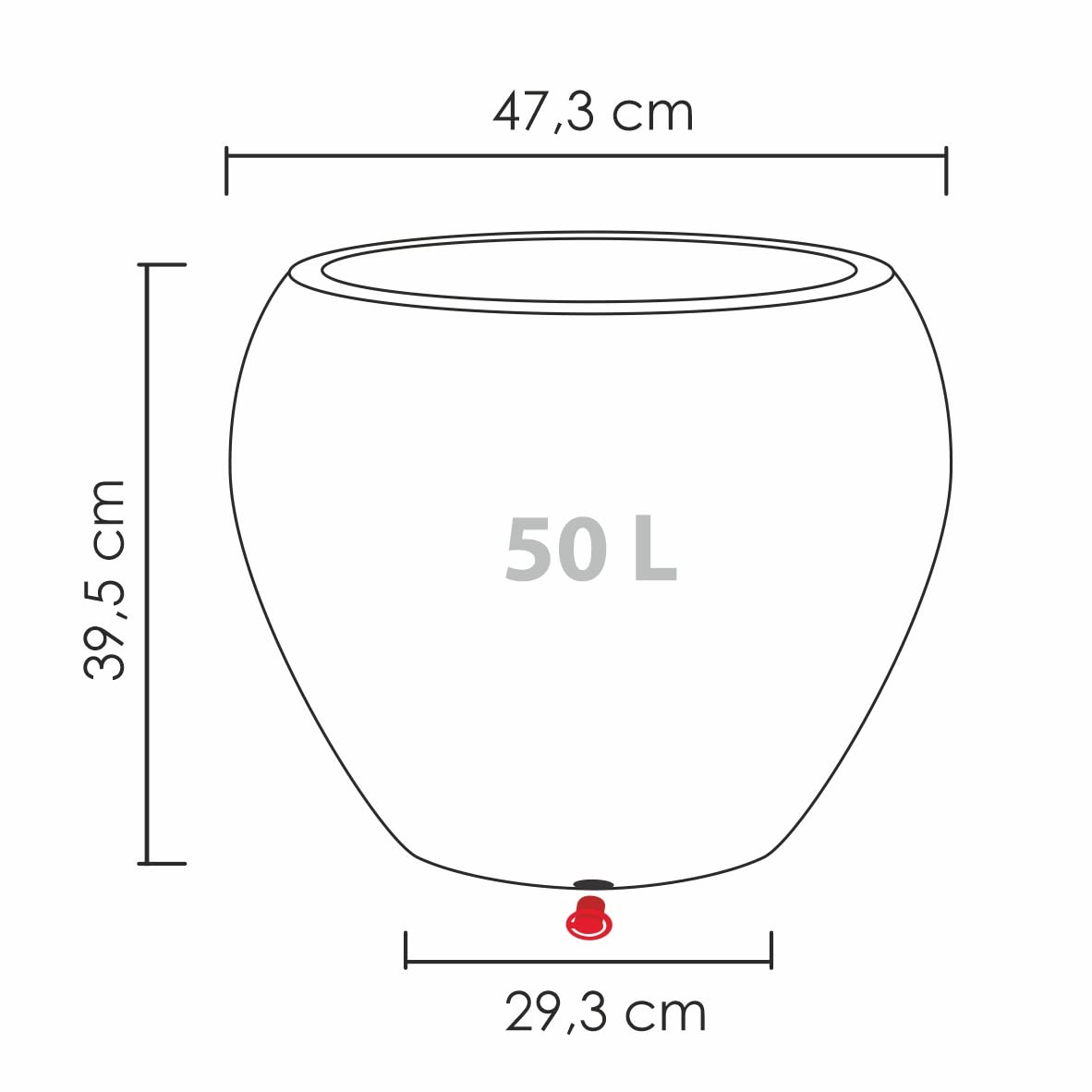 Scheurich Lineo 47cm Large Outdoor Planter | Frost-Proof Plastic Pot