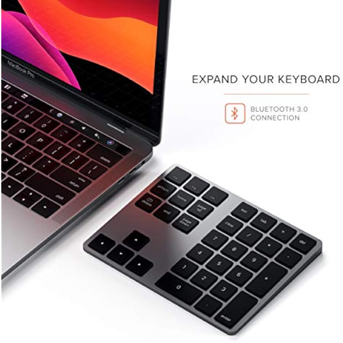 Satechi Bluetooth Extended Numeric Keypad – Slim Aluminum USB-C Rechargeable