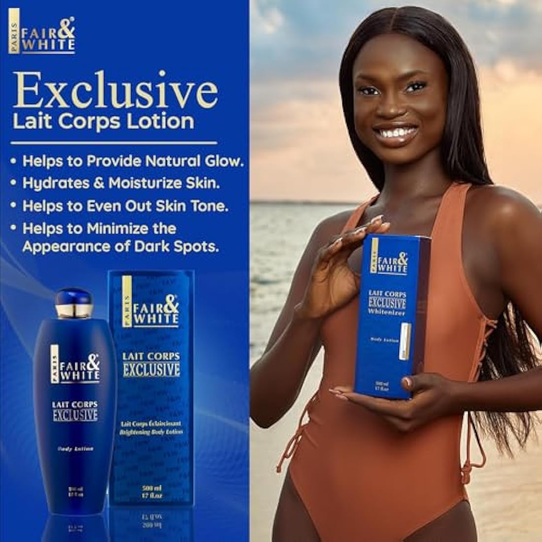 Fair & White Exclusive Brightening Body Lotion with Alpha Arbutin - 500ml
