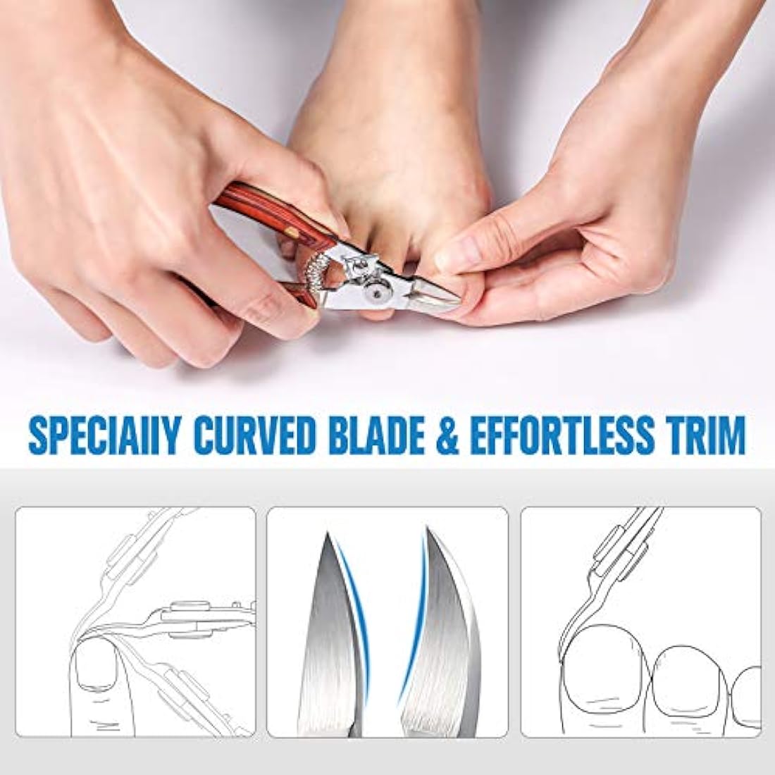 FERYES Toenail Clippers – Stainless Steel Nippers for Thick Ingrown Nails
