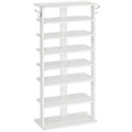 HOOBRO 8-Tier Narrow Shoe Rack – White Wooden Vertical Storage Tower