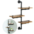 SaiDuoDuo 3-Tier Industrial Pipe Wall Mount Shelves | Rustic Wood Floating
