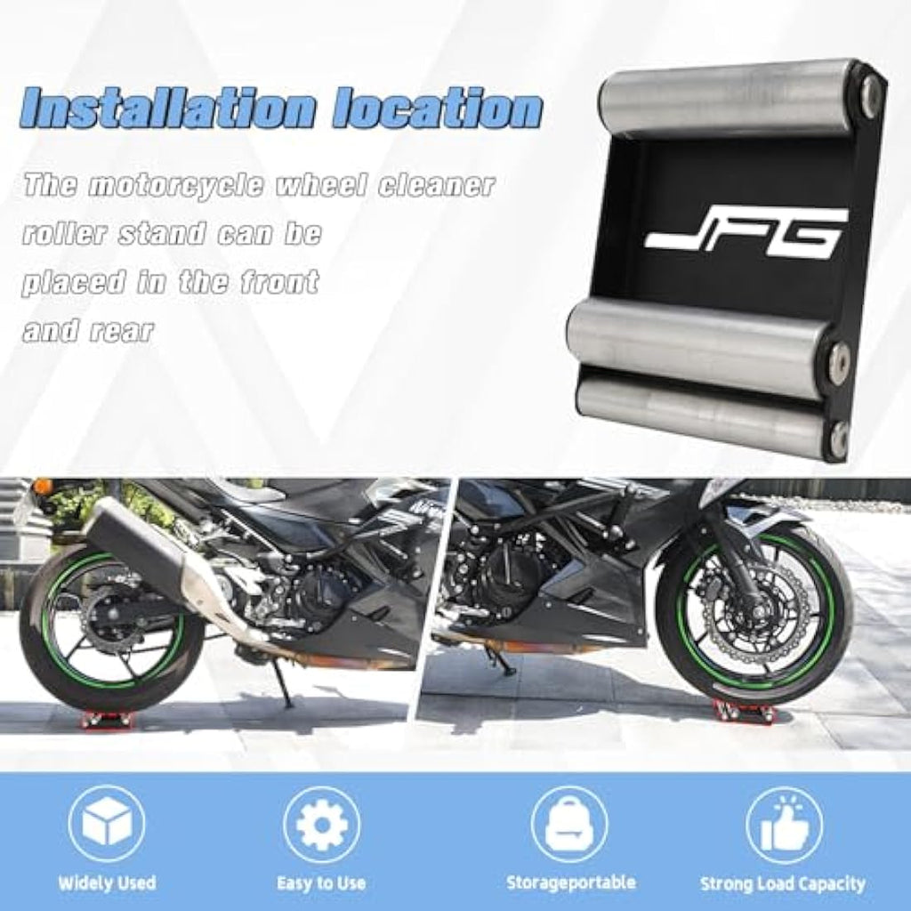 Jolof Store Motorcycle Wheel Roller Stand for Chain & Tyre Cleaning