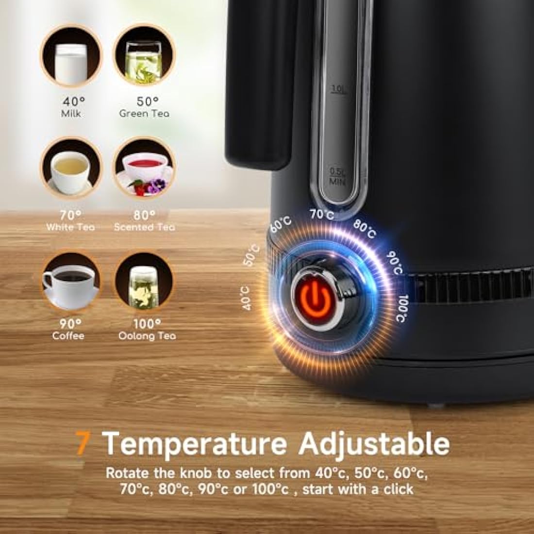 Aigostar Loki Electric Kettle – 1.7L Variable Temp Stainless Steel