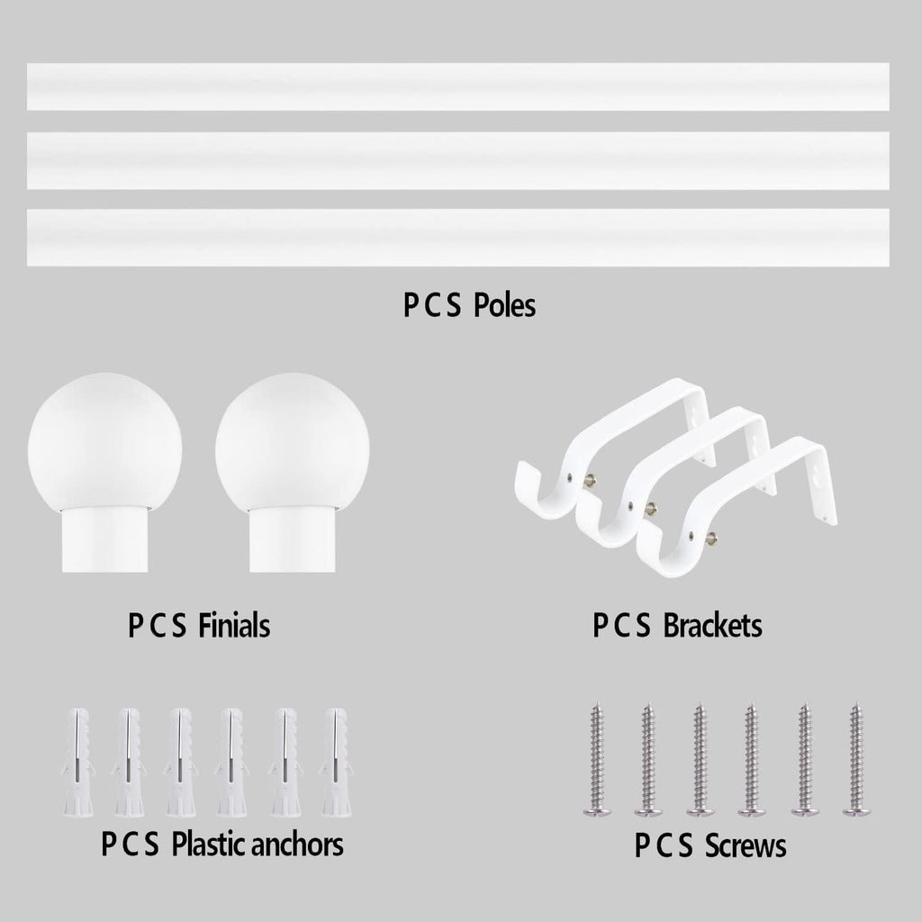 Massive Discounts White Extendable Curtain Pole Set | 120–210cm Metal Rod