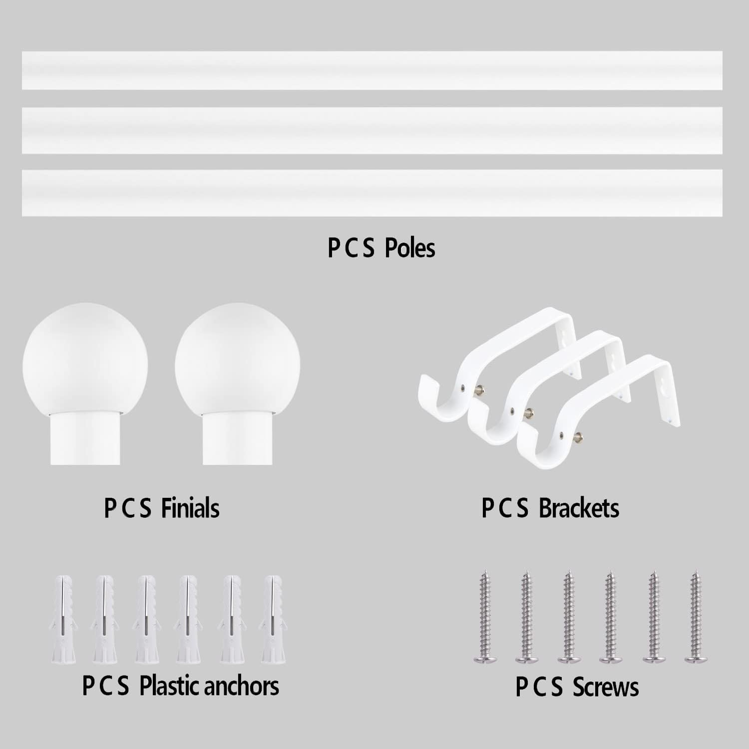 Massive Discounts White Extendable Curtain Pole Set | 120–210cm Metal Rod