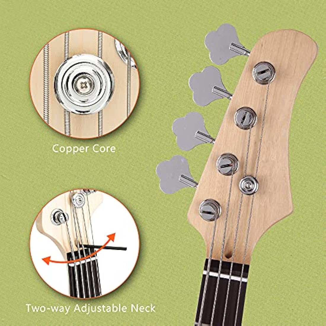 4-String Electric Bass Guitar – Full Size Basswood (Sunset)