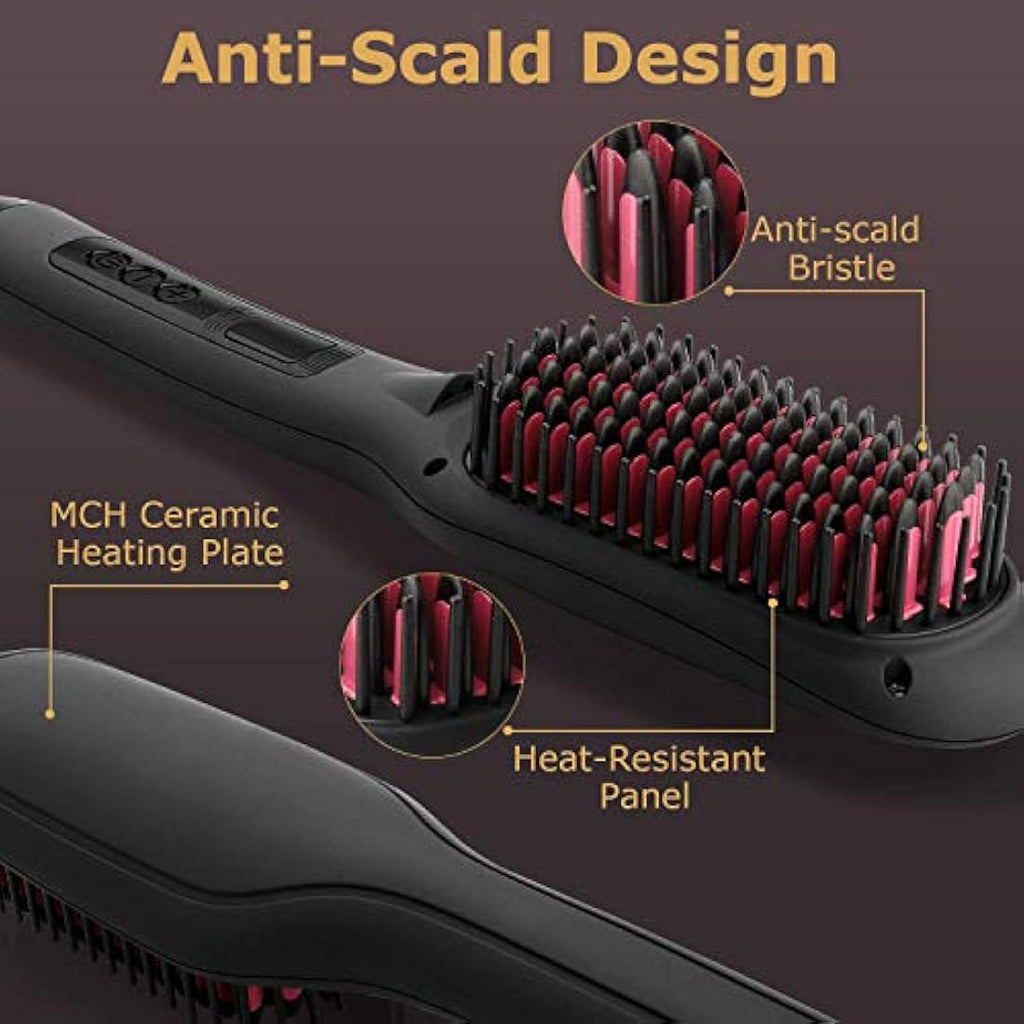 Jolof Store Ionic Hair Straightener Brush – Ceramic Anti-Scald Styler