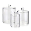 Jolof Store Clear Acrylic Apothecary Jars - 3pc Bathroom Storage Set
