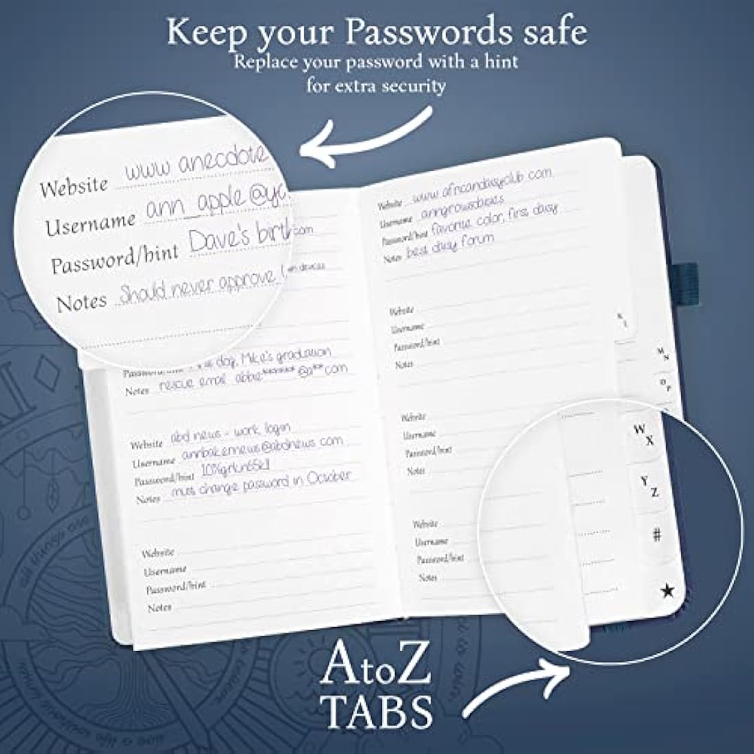 Legend Planner Password Book | Alphabetical Internet Logbook - Mystic Blue