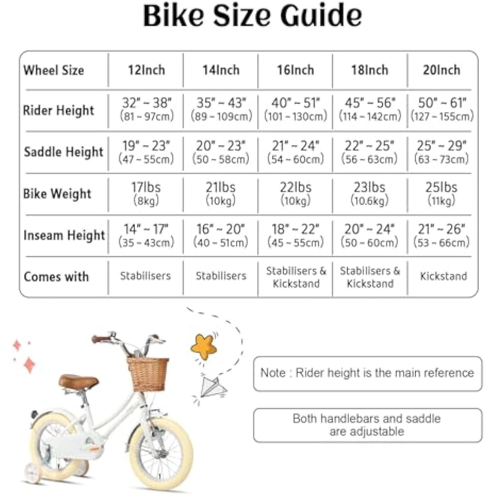 Glerc Little Molly 12 Inch Retro Girls Bike with Wicker Basket