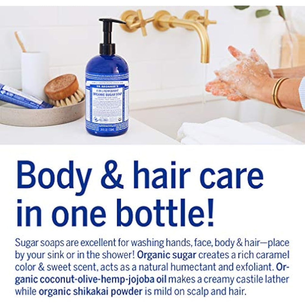 Dr. Bronner's Organic Peppermint 4-in-1 Soap | 335ml Pump Bottle