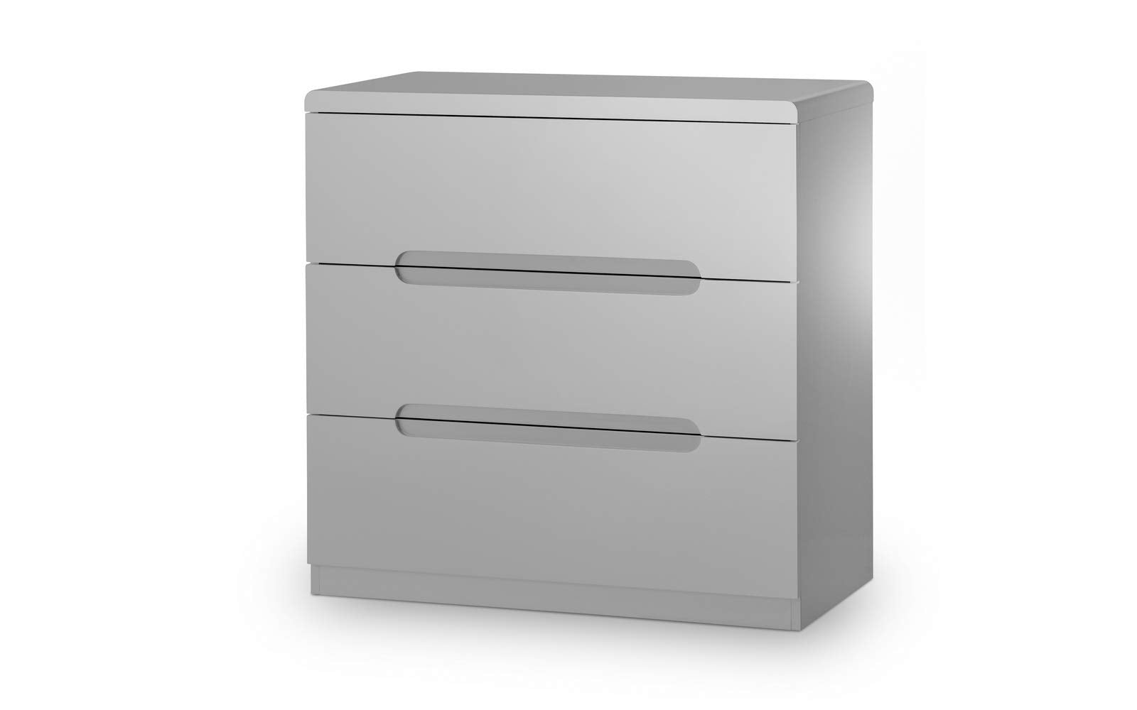 Julian Bowen Manhattan 3 Drawer Chest | Grey High Gloss Dresser